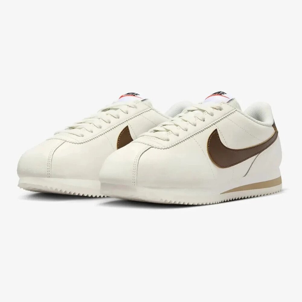 Nike Women's Classic Cortez Sneakers in White and Brown